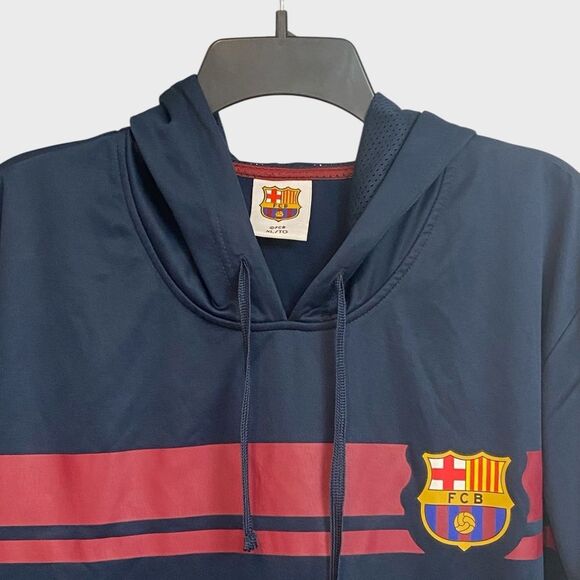 FCB Barcelona Soccer Club Pullover Hoodie Men's Size XL Blue Lightweight Pockets - Picture 5 of 16